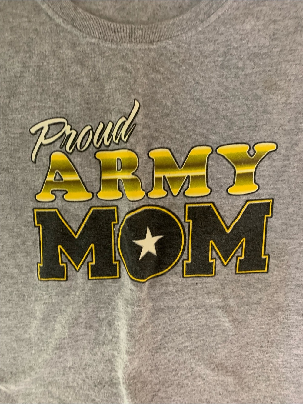 Gildan Gray 'Proud ARMY MOM' Graphic Tee with Yellow & Black Print